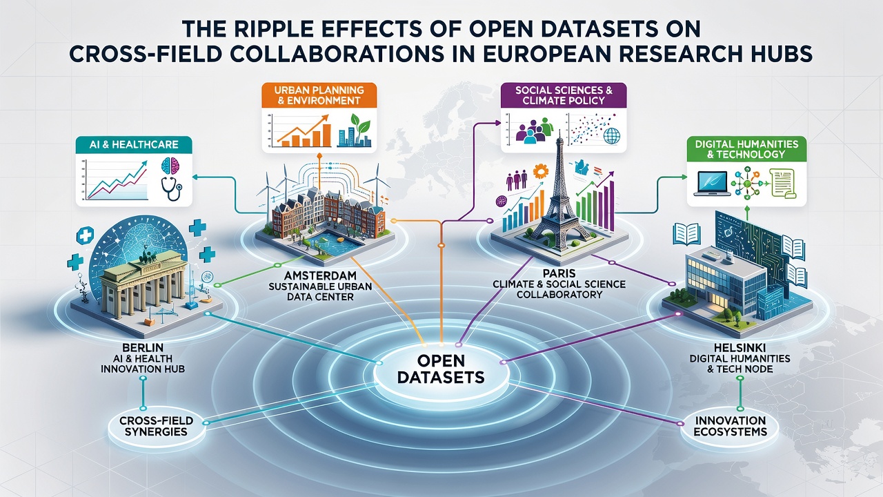 Collaborative workshop where scientists from multiple disciplines analyze open datasets on large screens